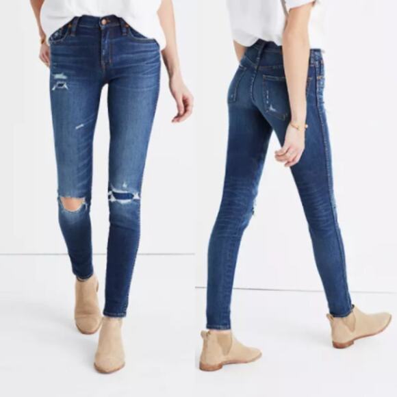 Madewell 9" High-Rise Skinny Jean Ripped & Patched Edition - Picture 1 of 7
